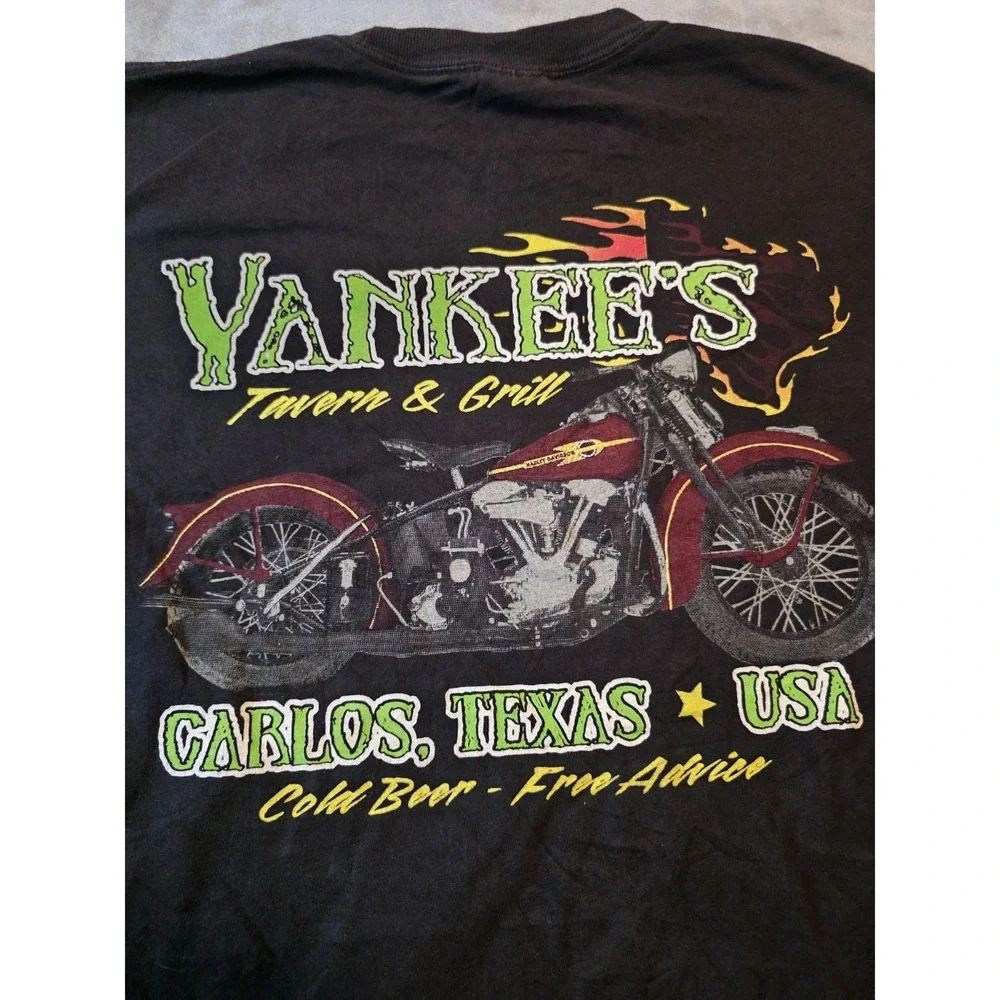 Hanes Beefy-T Shirt Mens XL Black Yankee's Tavern & Grill Carlos Texas Vintage